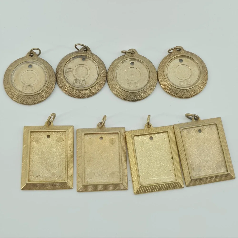 1970's Brass Gold Finish Charms Accessory Tree BY SEARS With 8 Mini Photo Frame